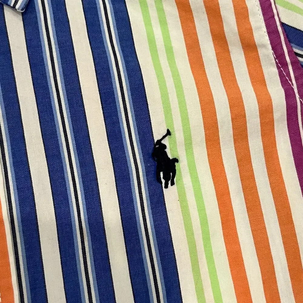 Polo Ralph Lauren Boys Size 2T Multi Color Stripe Long Sleeve Button Down Shirt